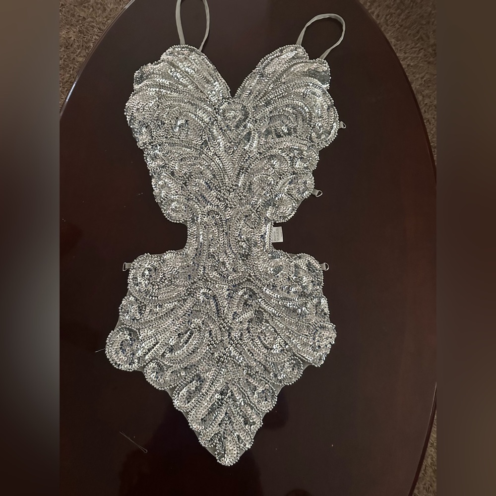 Silver sequin carnival bodysuit